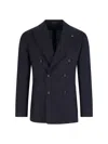Tagliatore Double-breasted Tailored Jacket Flap Pockets In Blue