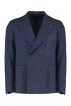 Tagliatore Men's Double-breasted Virgin Wool Blend Jacket In Blue