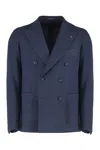 Tagliatore Men's Double-breasted Virgin Wool Blend Jacket In Blue