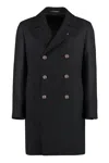 Tagliatore Double-breasted Virgin Wool Coat In Black