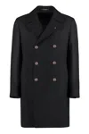 Tagliatore Double-breasted Virgin Wool Coat In Black