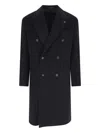 Tagliatore Black Double-breasted Coat With Four Pockets In Blue