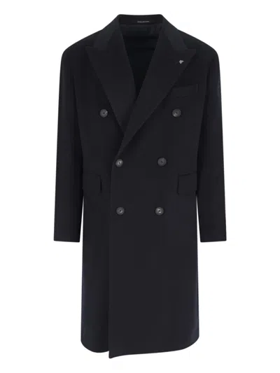 TAGLIATORE DOUBLE-BREASTED VIRGIN WOOL COAT WITH NOTCHED LAPEL