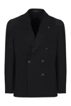 Tagliatore New York Black Wool Double-breasted Jacket In Black