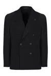 Tagliatore New York Black Wool Double-breasted Jacket In Black