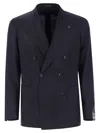 Tagliatore Blue Double-breasted Jacket With Patch Pockets In Blue