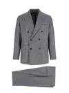 Tagliatore Double-breasted Houndstooth Suit With Signature Silver Details In Gray