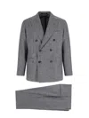Tagliatore Double-breasted Houndstooth Suit With Signature Silver Details In Gray