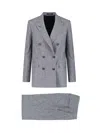 Tagliatore Houndstooth Tailored Double-breasted Blazer And Wide-leg Trousers In Gray