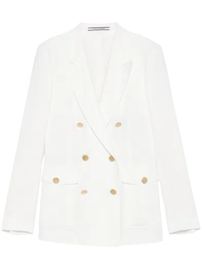 TAGLIATORE TAGLIATORE DOUBLE-BREASTED WHITE JACKET WITH GOLD-TONE BUTTONS