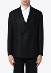 Tagliatore Double-breasted Wool And Cashmere Blazer In Black
