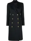 Tagliatore Double-breasted Wool And Cashmere Coat With Gold Buttons In Black
