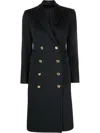 Tagliatore Double-breasted Wool And Cashmere Coat With Gold Buttons In Black