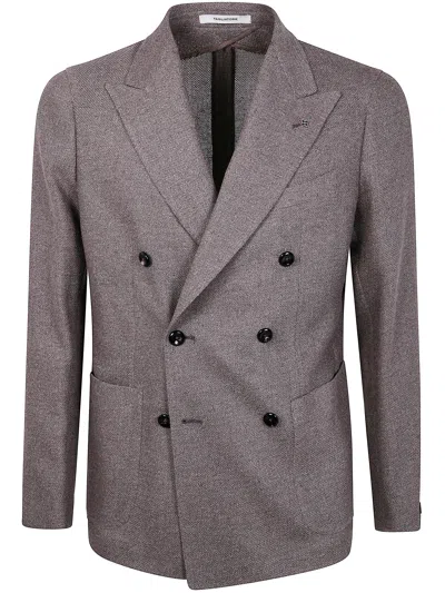 Tagliatore Double-breasted Wool And Silk Jacket In Brown