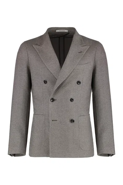 TAGLIATORE DOUBLE-BREASTED WOOL AND SILK JACKET