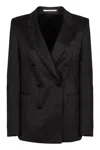 Tagliatore Double-breasted Wool Blazer In Black