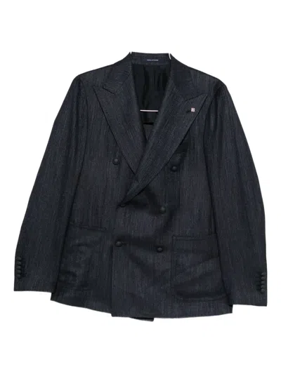 Tagliatore Double-breasted Wool Blazer In Blue