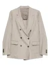 Tagliatore Double-breasted Wool Blazer In Neutral
