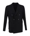 Tagliatore Double-breasted Wool Blend Blazer In Black