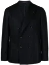 Tagliatore Double-breasted Wool Blend Blazer In Blue