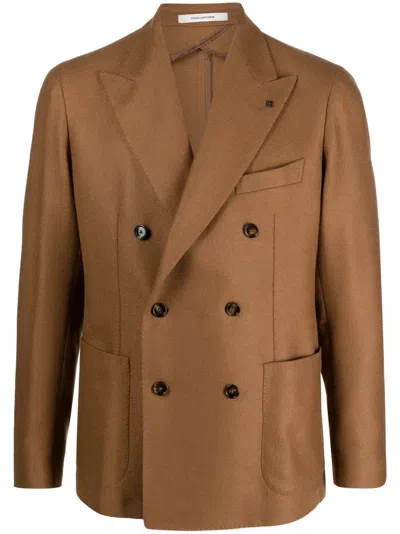 Tagliatore Wool Twill Blazer In Brown