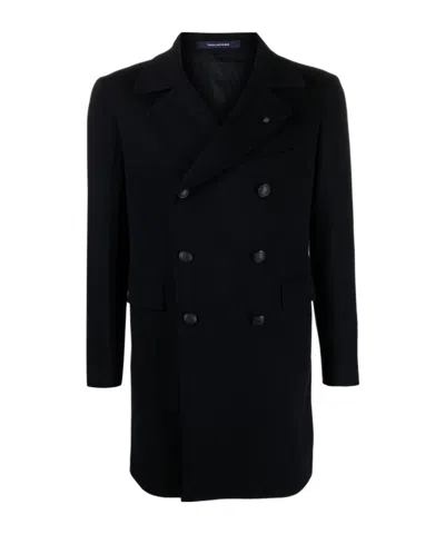 Tagliatore Double-breasted Wool-blend Coat In Black