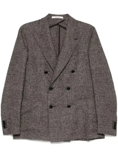Tagliatore Double-breasted Wool Blend Jacket In Brown