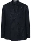 Tagliatore Double-breasted Wool Blend Jacket In Black