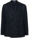 Tagliatore Double-breasted Wool Blend Jacket In Black