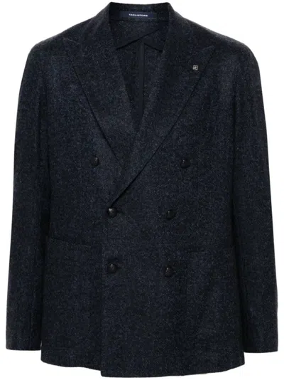 Tagliatore Double-breasted Wool Blend Jacket In Black