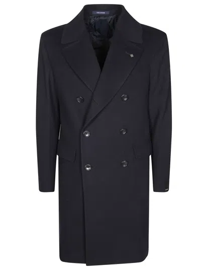 Tagliatore Double-breasted Wool Chacemire Coat In Black