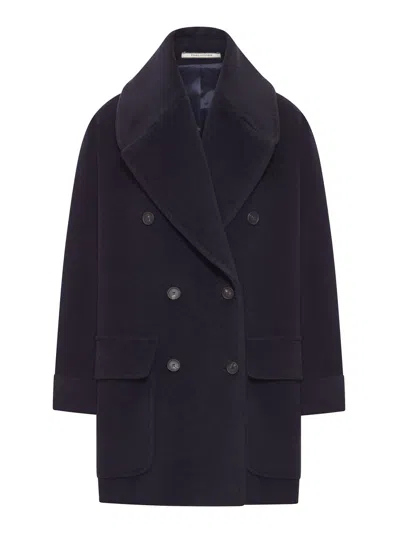 Tagliatore Double-breasted Wool Cloth Coat In Blue