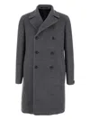Tagliatore Grey Double Breasted Wool Coat In Gray