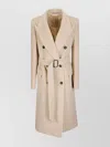 Tagliatore Double-breasted Wool Coat Belted Waist In Neutral