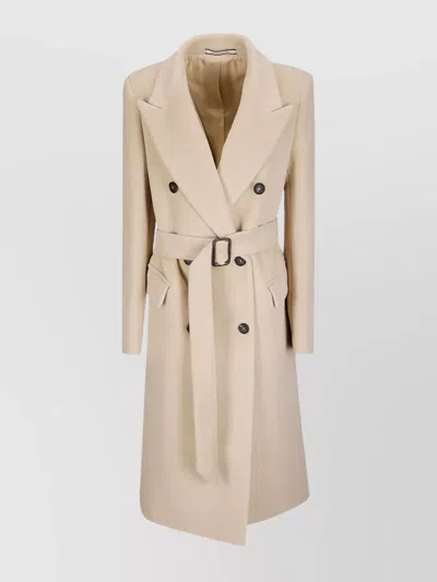 TAGLIATORE DOUBLE-BREASTED WOOL COAT BELTED WAIST
