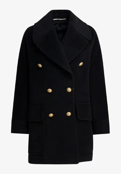 Tagliatore Double-breasted Wool Coat In Black