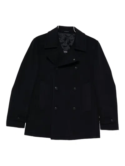 Tagliatore Double-breasted Wool Coat In Blue