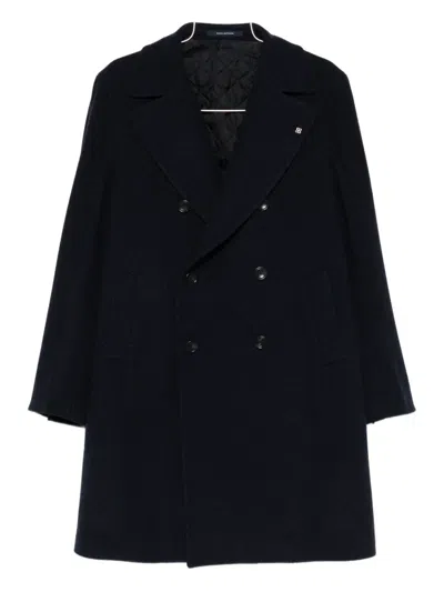Tagliatore Double-breasted Wool Coat In Blue