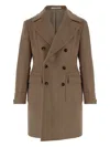 Tagliatore Double-breasted Wool Coat In Brown