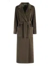 Tagliatore Mid-length Wool Coat With Reverse Cowl Neckline In Green
