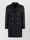 Tagliatore Double-breasted Wool Coat With Lapel Collar In Black