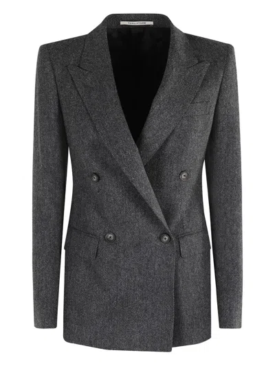 TAGLIATORE DOUBLE-BREASTED WOOL HERRINGBONE BLAZER