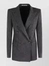 Tagliatore Double-breasted Herringbone Blazer With Notched Lapel In Gray