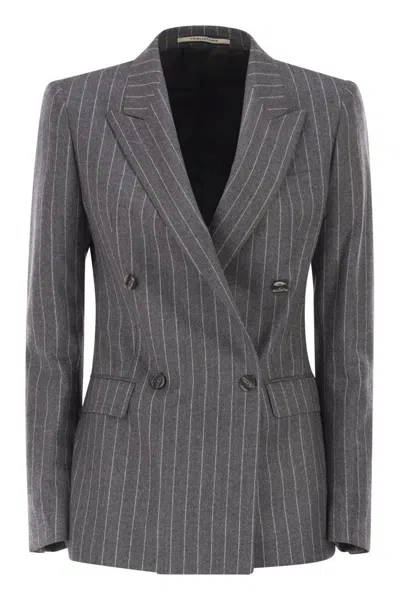 Tagliatore Doppelreihiger Blazer Mit Nadelstreifen In Gray