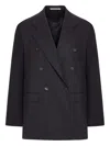 Tagliatore Double-breasted Wool And Silk Blazer In Black