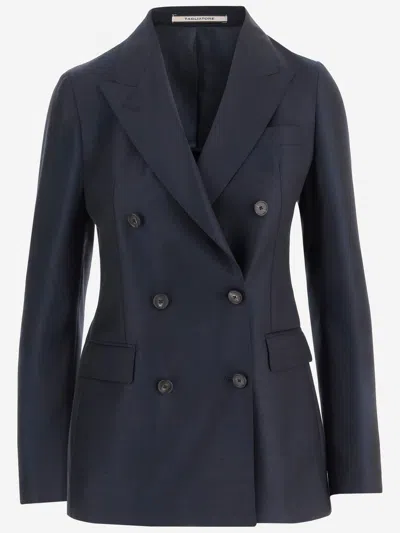 Tagliatore Double-breasted Wool Jacket In Black