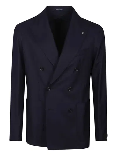 Tagliatore Double-breasted Wool Jacket In Blue