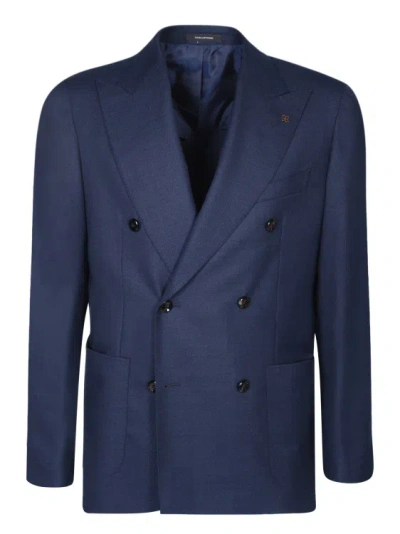 Tagliatore Double-breasted Wool Jacket In Blue