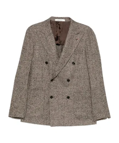 Tagliatore Double-breasted Wool Jacket In Brown