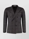 Tagliatore Double-breasted Checked Blazer In Blue
